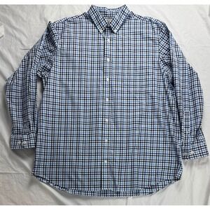 Duluth Trading WrinkleFighter XL Tall Blue Plaid Long Sleeve Button Down Shirt